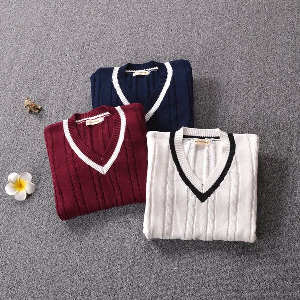 british preppy style women's v-neck winter sweater japanese school jk uniform long sleeve sweater twisted line 3 colors, White;black
british preppy style women's v-neck winter sweater japanese school jk uniform long sleeve sweater twisted line 3 colors, White;black