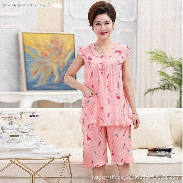 gv1jw short-sleeved sleeveless women's cotton summer middle-aged vest pajamas silk suit pajamas middle-aged and elderly large size mot, Blue;red
gv1jw short-sleeved sleeveless women's cotton summer middle-aged vest pajamas silk suit pajamas middle-aged and elderly large size mot, Blue;red