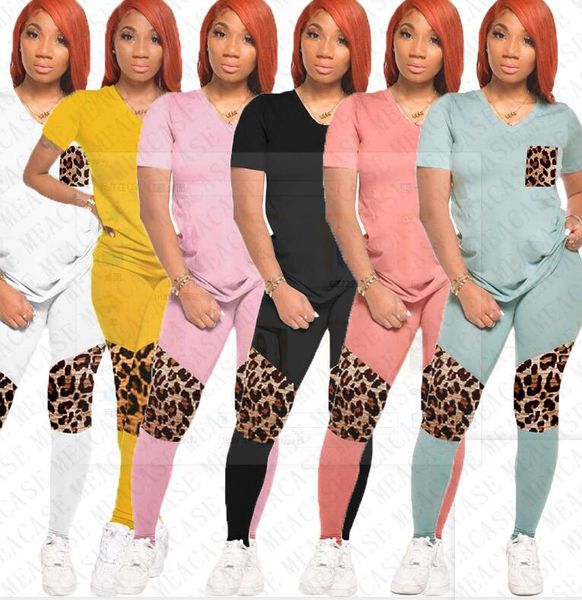 women two pieces set outfits designer leopard patchwork color print v-neck short sleeves t shirt pants leggings tracksuit sports suit d72702, White
women two pieces set outfits designer leopard patchwork color print v-neck short sleeves t shirt pants leggings tracksuit sports suit d72702, White