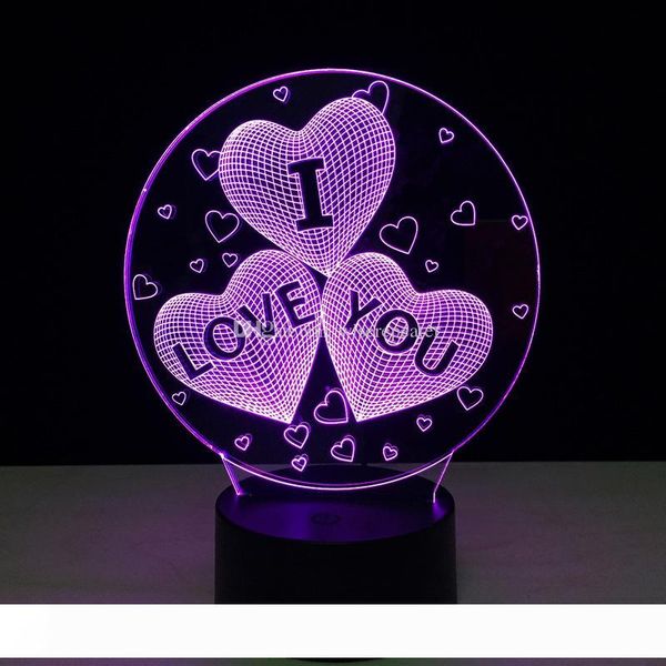 3d Optical Lamp Love Heart I Love You Night Light Dc 5v Usb Powered 5th Battery Wholesale Dropshipping Ing