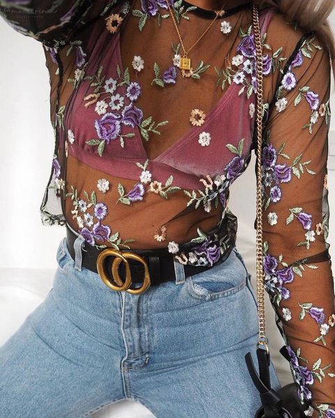 2020 summer women sweet flower embroidery mesh blouses transparent see through blouse long sleeve shirts female blusas, White
2020 summer women sweet flower embroidery mesh blouses transparent see through blouse long sleeve shirts female blusas, White