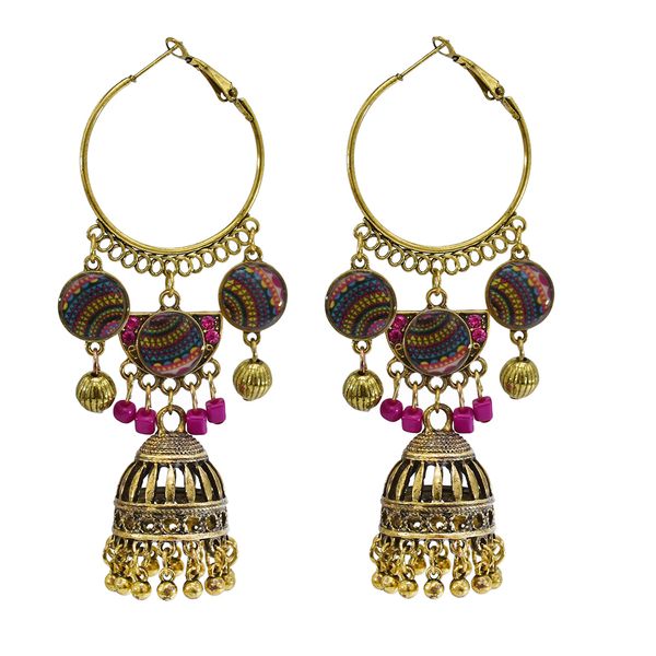indian with round pendant mandala flower gold bell beads tassel hoop earrings for women, Silver
indian with round pendant mandala flower gold bell beads tassel hoop earrings for women, Silver
