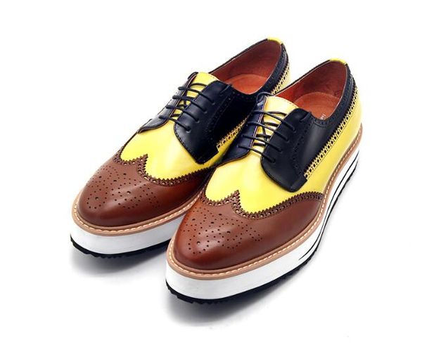 new arrival carved brogue shoes fashion handmade lace up casual shoes for men derby, Black
