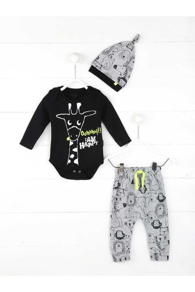 black baby boy 3 pcs set, White