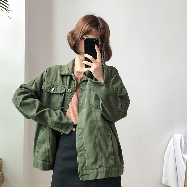 korean women's coat jacket coat versatile single-breasted long-sleeved denim outer suit loose casual solid color jacket, Black;brown
korean women's coat jacket coat versatile single-breasted long-sleeved denim outer suit loose casual solid color jacket, Black;brown