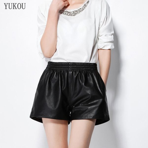 women shorts natural sheepskin genuine leather fashion female short design a real slim hip elastic waistband h009, White;black
women shorts natural sheepskin genuine leather fashion female short design a real slim hip elastic waistband h009, White;black