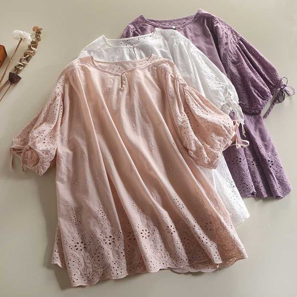 hipster puff sleeve lace-up round neck pullover shirt women's loose hollow-out embroidered shirt top, White
hipster puff sleeve lace-up round neck pullover shirt women's loose hollow-out embroidered shirt top, White