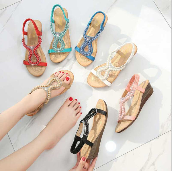 summer new style women's slope heel sandals pearl jewelry fashion sandals women's simple casual and versatile shoes soft hot, Black
summer new style women's slope heel sandals pearl jewelry fashion sandals women's simple casual and versatile shoes soft hot, Black