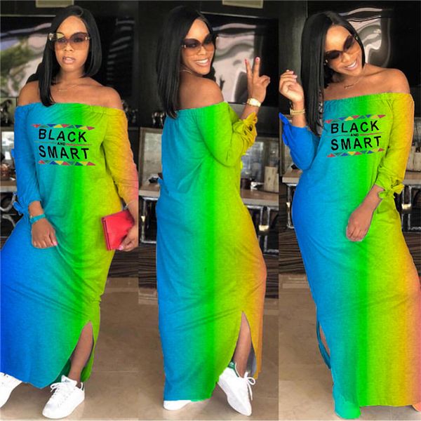 black smart letter print women designer long dress summer gradient color shoulderless maxi dresses off shoulder split beach dress d7613, White
black smart letter print women designer long dress summer gradient color shoulderless maxi dresses off shoulder split beach dress d7613, White