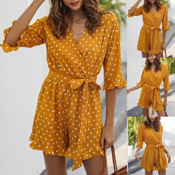 40# fashion womens casual loose rompers polka dot printing short sleeve high waist tie jumpsuit v-neck plus size jumpsuit, Black;white
40# fashion womens casual loose rompers polka dot printing short sleeve high waist tie jumpsuit v-neck plus size jumpsuit, Black;white