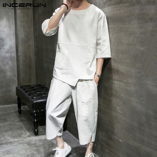 incerun men vintage suits half sleeve round neck blouse elastic waist pants 2 pieces man loose solid color baggy sets plus size7, Gray
incerun men vintage suits half sleeve round neck blouse elastic waist pants 2 pieces man loose solid color baggy sets plus size7, Gray