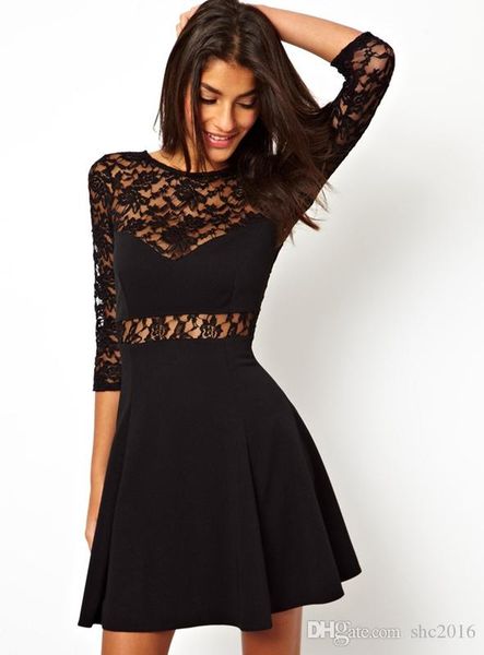 women's short stretch prom dress half sleeves sheer lace splicing empire a-line cocktail gown with v-backless school party homecoming d, White;black
women's short stretch prom dress half sleeves sheer lace splicing empire a-line cocktail gown with v-backless school party homecoming d, White;black