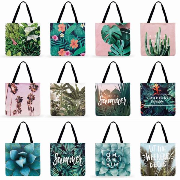 women shoulder bag tropical plant printing tote bag linen febric casual tote reusable beach bags foldable shopping
women shoulder bag tropical plant printing tote bag linen febric casual tote reusable beach bags foldable shopping