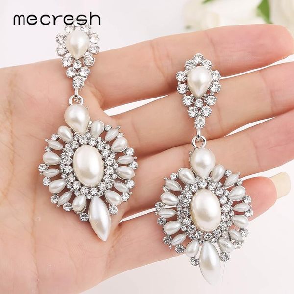 mecresh fashion simulated pearl women drop dangle earrings silver color crystal teardrop bridal wedding party earrings meh1709
mecresh fashion simulated pearl women drop dangle earrings silver color crystal teardrop bridal wedding party earrings meh1709