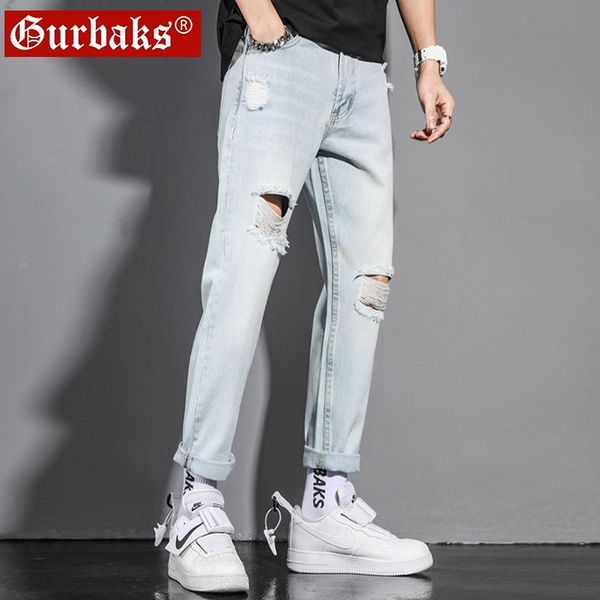 hzwjk gucker ripped jeans men's trendy brand summer thin trendy korean style all-match loose light color casual pants small feet casual, Blue
hzwjk gucker ripped jeans men's trendy brand summer thin trendy korean style all-match loose light color casual pants small feet casual, Blue