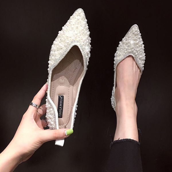 pointed single shoes female flat-bottom fairy style 2020 spring and autumn new pearl transparent beanie shoes, Black
pointed single shoes female flat-bottom fairy style 2020 spring and autumn new pearl transparent beanie shoes, Black