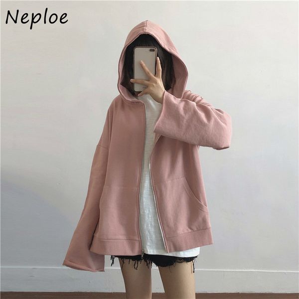 women's hoodies & sweatshirts neploe female loose solid zip-up casual autumn 2021 pockets simple womens long sleeve 82052, Black
women's hoodies & sweatshirts neploe female loose solid zip-up casual autumn 2021 pockets simple womens long sleeve 82052, Black