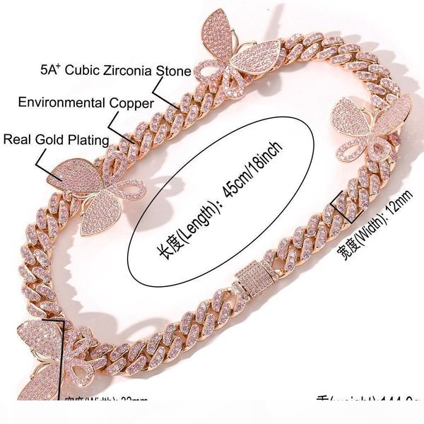 13mm choker pink diamond butterfly necklace hiphop chain 14k electroplate copper made iced out tennis rop, Silver
13mm choker pink diamond butterfly necklace hiphop chain 14k electroplate copper made iced out tennis rop, Silver