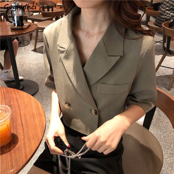 blazers women summer half sleeve double breasted solid slender elegant leisure ins notched korean style fashion womens outwear, White;black
blazers women summer half sleeve double breasted solid slender elegant leisure ins notched korean style fashion womens outwear, White;black