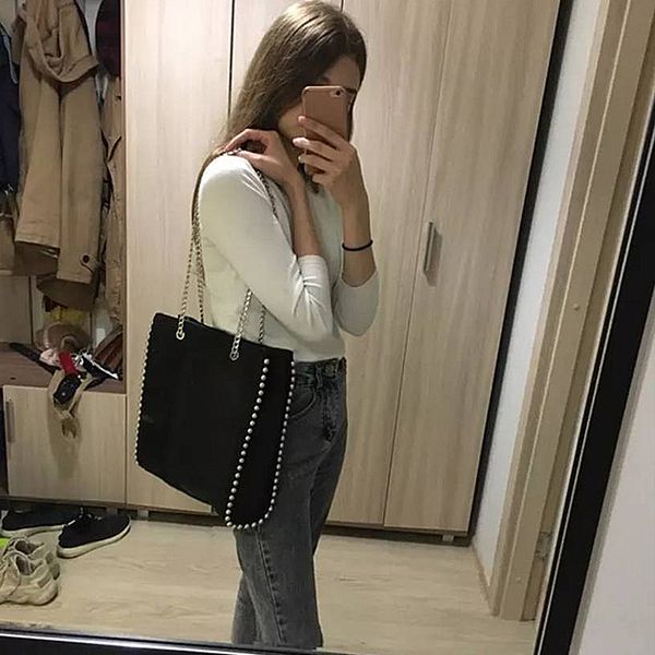 retro chains rivet large capacity tote bag women shoulder bags lady commuting pu leather purses bags solid color bag bead bolsa
retro chains rivet large capacity tote bag women shoulder bags lady commuting pu leather purses bags solid color bag bead bolsa