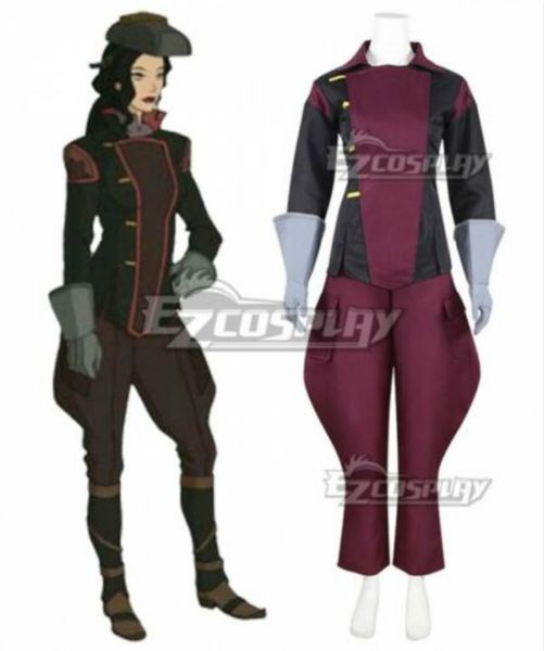 avatar the legend of korra asami sato uniform cosplay costume, Black;red