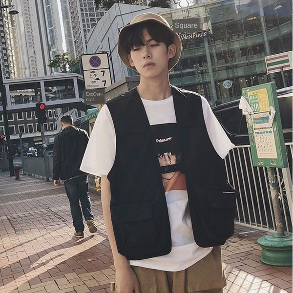 spring and summer tooling style men's korean style ins vest shirt vest shirt hip hop fashion casual loose waistcoat men, Black;white
spring and summer tooling style men's korean style ins vest shirt vest shirt hip hop fashion casual loose waistcoat men, Black;white