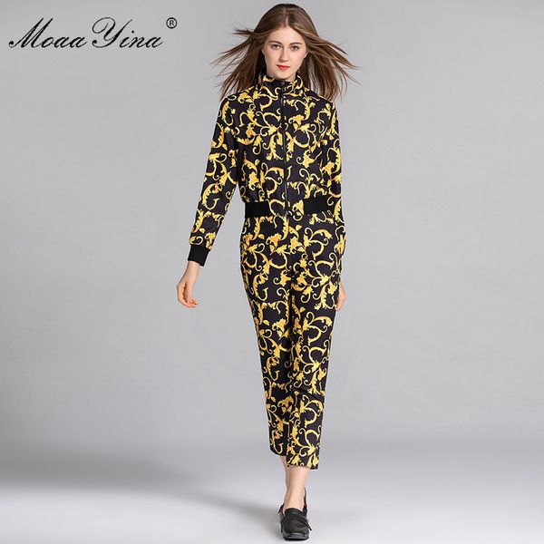 moaayina fashion designer set spring women stand collar long sleeve zipper vintage print elegant +trousers two-piece suit, Gray
moaayina fashion designer set spring women stand collar long sleeve zipper vintage print elegant +trousers two-piece suit, Gray