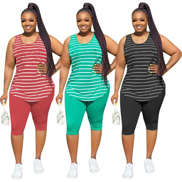 women plus size striped vest shorts outfits pullover summer casual clothing yogo 2 piece sets s-3xl capris jogger sut dhl 3457, White
women plus size striped vest shorts outfits pullover summer casual clothing yogo 2 piece sets s-3xl capris jogger sut dhl 3457, White