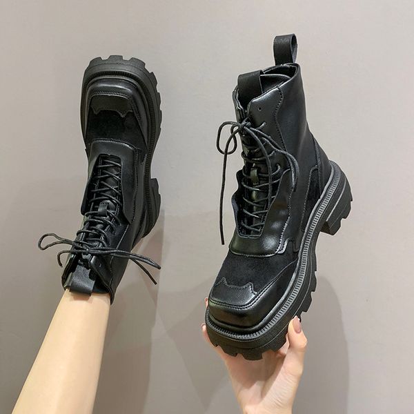 shoes woman flat boots round toe luxury designer boots-women mid-calf booties women low fashion lolita rock 2020 autumn, Black
shoes woman flat boots round toe luxury designer boots-women mid-calf booties women low fashion lolita rock 2020 autumn, Black