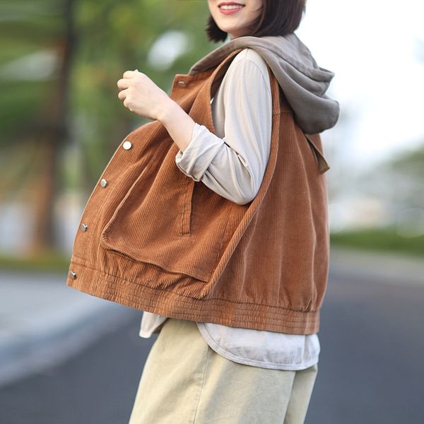 slap literary loose casual color matching hooded wick coat vest big pocket vest corduroy coat women 2019 autumn, Black;white
slap literary loose casual color matching hooded wick coat vest big pocket vest corduroy coat women 2019 autumn, Black;white