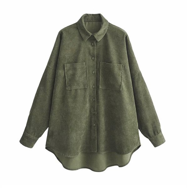 women oversized armygreen blouse solid asymmetry lapel long sleeve corduroy shirt female casual loose chic blusas, White
women oversized armygreen blouse solid asymmetry lapel long sleeve corduroy shirt female casual loose chic blusas, White