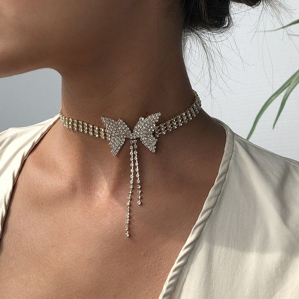 sparkling full rhinestone diamonds beautiful butterfly tassel choker necklace for women girls new popular ins fashion designer silver gold
sparkling full rhinestone diamonds beautiful butterfly tassel choker necklace for women girls new popular ins fashion designer silver gold