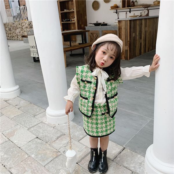 clothing sets 2021 autumn arrival korean style plaid vest with mini skirt fashion princess suit for sweet baby girls, White
clothing sets 2021 autumn arrival korean style plaid vest with mini skirt fashion princess suit for sweet baby girls, White