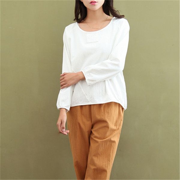 women's t-shirt johnature women t-shirts long sleeve cotton linen casual 2021 autumn o-neck loose brief puff fashion, White
women's t-shirt johnature women t-shirts long sleeve cotton linen casual 2021 autumn o-neck loose brief puff fashion, White