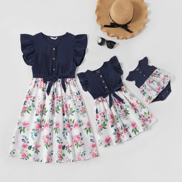 parent-child dress family clothes outfits mommy and baby matching dress short sleeve summer, Blue
parent-child dress family clothes outfits mommy and baby matching dress short sleeve summer, Blue