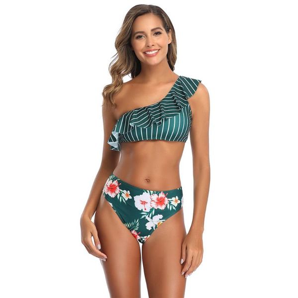 high waist bikini women striped print swimwear ruffle swimsuit brazilian biquini one shoulder bikinis push up bathing pad mujer, White;black
high waist bikini women striped print swimwear ruffle swimsuit brazilian biquini one shoulder bikinis push up bathing pad mujer, White;black