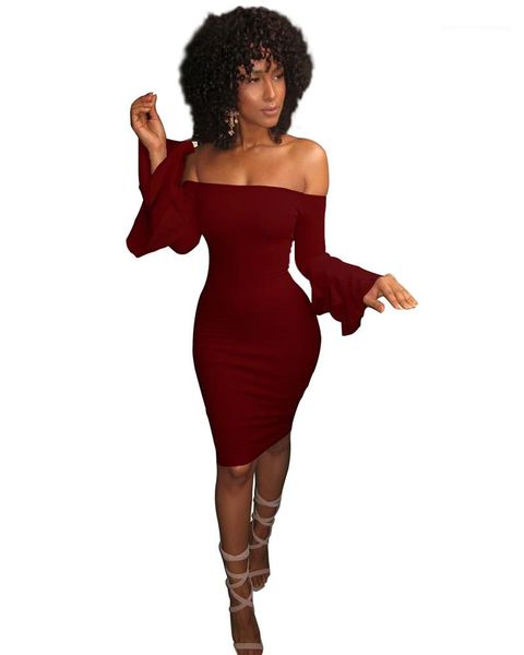 slim slash neck dresses women clothes women designer dresses fashion flare sleeve solid color dresses, Black;gray
slim slash neck dresses women clothes women designer dresses fashion flare sleeve solid color dresses, Black;gray