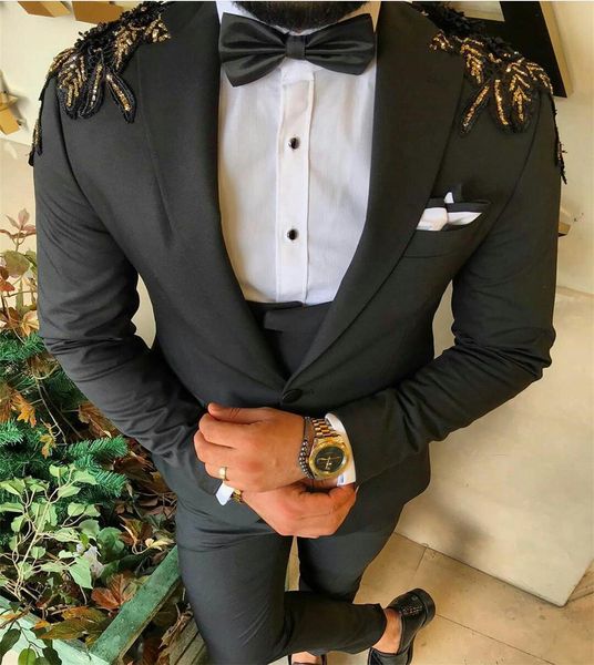 black mens suit with sequins beads wedding tuxedos groom dinner party dress suits slim fit custom made prom suits three pieces, Black;gray
black mens suit with sequins beads wedding tuxedos groom dinner party dress suits slim fit custom made prom suits three pieces, Black;gray