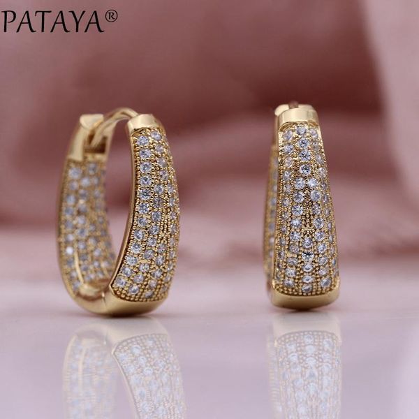 pataya new women luxury natural zircon dangle earrings 585 rose gold wedding party fashion jewelry concave unique oval earrings, Silver
pataya new women luxury natural zircon dangle earrings 585 rose gold wedding party fashion jewelry concave unique oval earrings, Silver