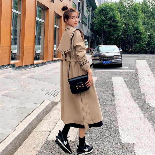 women's trench coats 2021 spring autumn long korean style loose temperament british sleeve windbreaker coat g490, Tan;black
women's trench coats 2021 spring autumn long korean style loose temperament british sleeve windbreaker coat g490, Tan;black