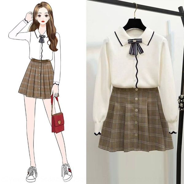 2019 fall/winter hipster lapel slimming knitted base a- line dress shirt shirt outer plaid skirt a- line dress suit, Gray
2019 fall/winter hipster lapel slimming knitted base a- line dress shirt shirt outer plaid skirt a- line dress suit, Gray