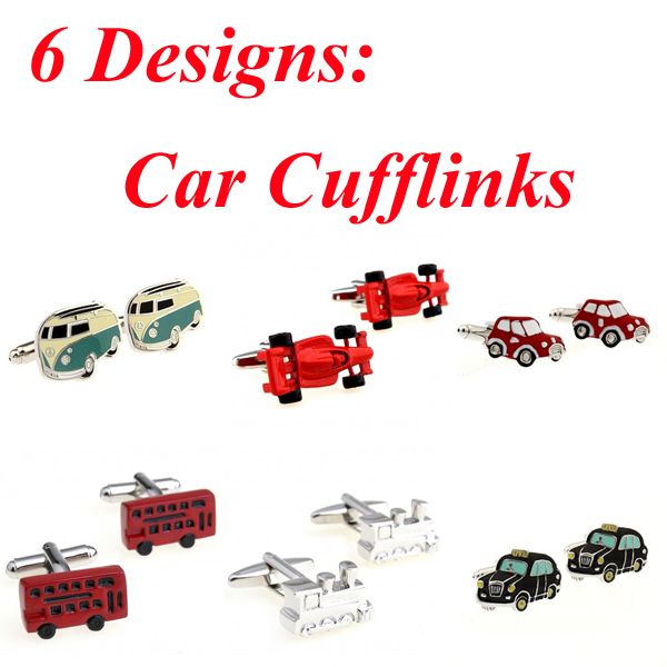 6 designs car cufflink sports bus racing mini taxi train cuff link ing, Silver;golden
6 designs car cufflink sports bus racing mini taxi train cuff link ing, Silver;golden