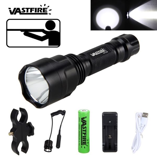 C8 1000 Lumen Night Hunting For Gun Linterna Led Torch Light T6 Tactical Flash Light Lamp Use 18650 Charger Gun Mount