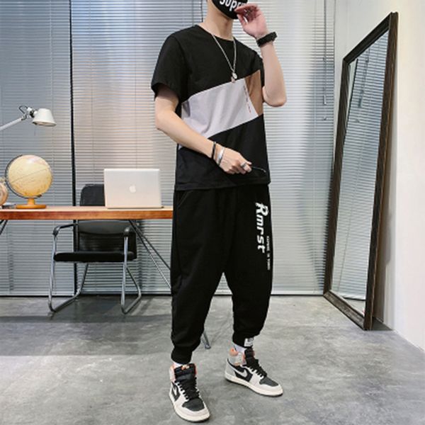 2020 summer new men hong kong style casual trade short-sleeved suit o-neck cotton t-shirt trousers two-piece suit big size 4xl, Gray
2020 summer new men hong kong style casual trade short-sleeved suit o-neck cotton t-shirt trousers two-piece suit big size 4xl, Gray