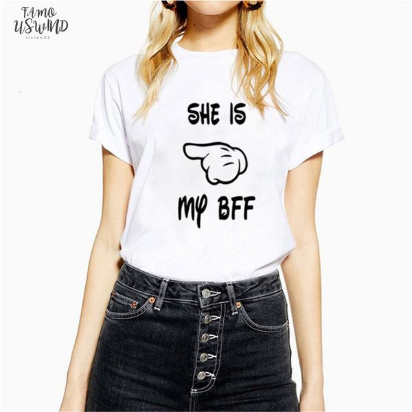 she is my bff t shirts for women friend harajuku kawaii female streetwear clothing, White