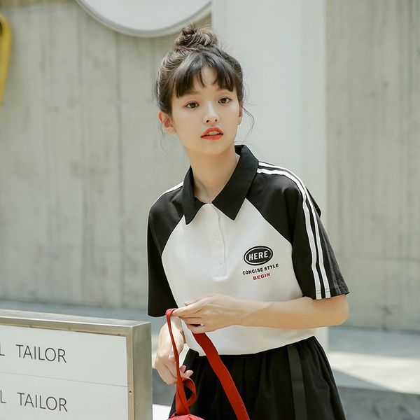 qgdmn 2020 korean t-shirt pullover chic loose contrast color polo lapel color matching raglan sleeve pullover short sleeve t-shirt for women, White
qgdmn 2020 korean t-shirt pullover chic loose contrast color polo lapel color matching raglan sleeve pullover short sleeve t-shirt for women, White