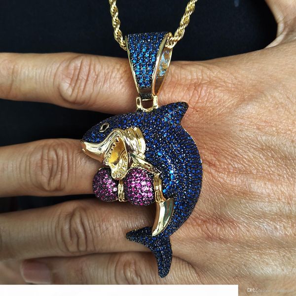 18k gold & white gold iced out multicolor blue diamond boxing shark mens necklace designer luxury full diamond hip hop jewelry gifts for men, Silver 
18k gold & white gold iced out multicolor blue diamond boxing shark mens necklace designer luxury full diamond hip hop jewelry gifts for men, Silver