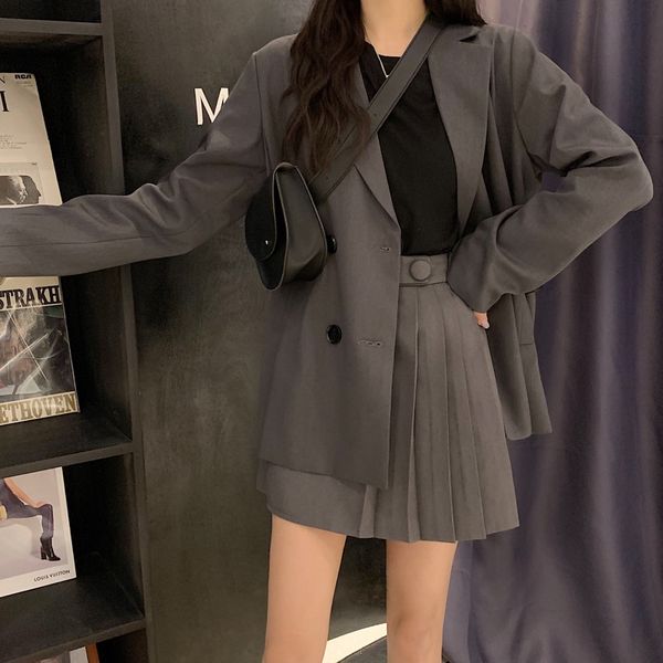 korean style women's coat women's long sleeve 2020 spring and autumn internet celebrity small coat coatsuit slimming skirt suit, White;black
korean style women's coat women's long sleeve 2020 spring and autumn internet celebrity small coat coatsuit slimming skirt suit, White;black