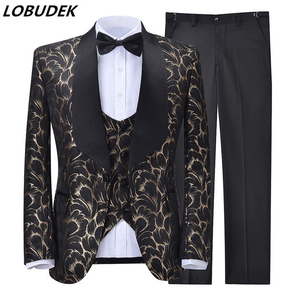 men's suits & blazers (blazer+vest+pants) wedding suit 3 piece banquet prom fashion floral evening stage singer host shawl lapel tuxedo, White;black
men's suits & blazers (blazer+vest+pants) wedding suit 3 piece banquet prom fashion floral evening stage singer host shawl lapel tuxedo, White;black