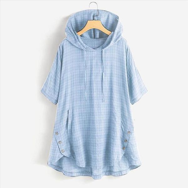 2020 women plaid button hooded blouse female cotton high low hem plus size shirt with short sleeve pockets solid color blouse, White
2020 women plaid button hooded blouse female cotton high low hem plus size shirt with short sleeve pockets solid color blouse, White